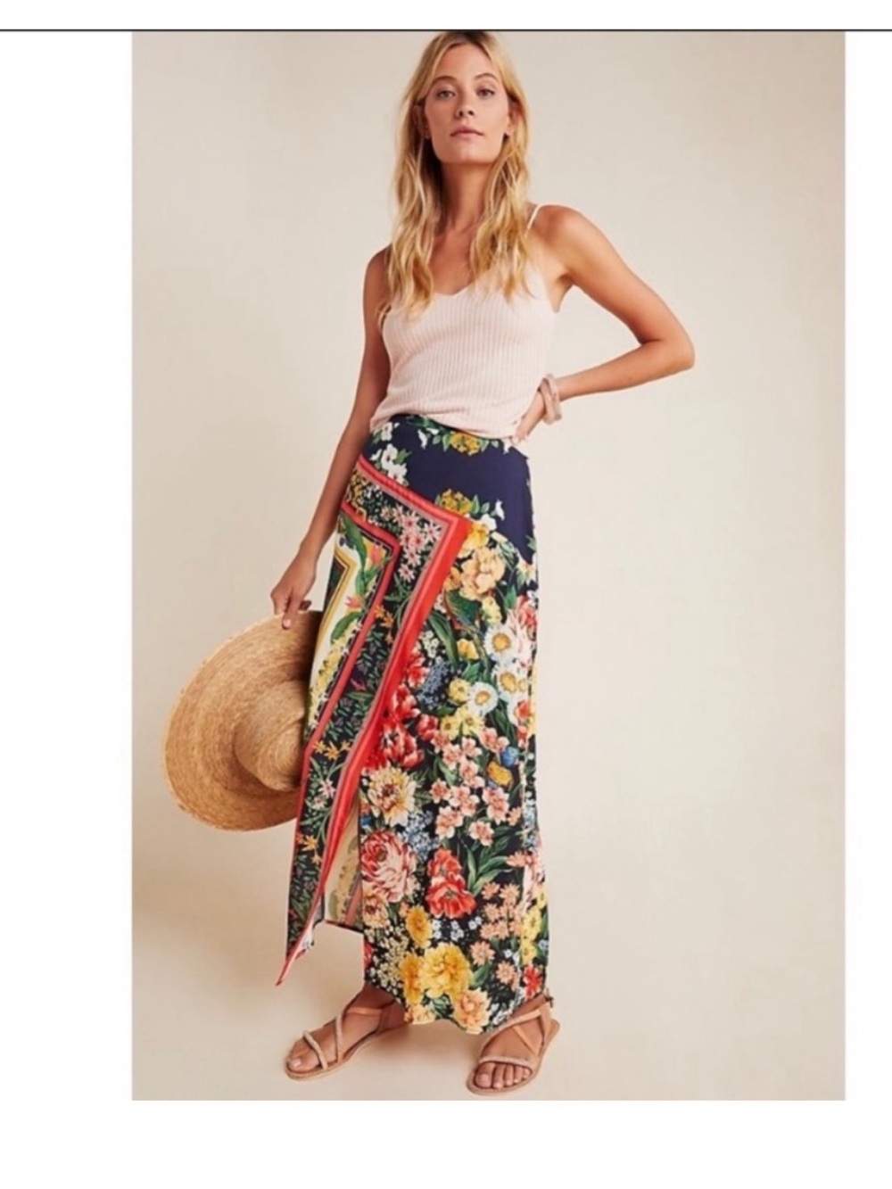 NWT Anthropologie Farm Rio Fiji MIDI Skirt Floral Tropical Resort Vacation small